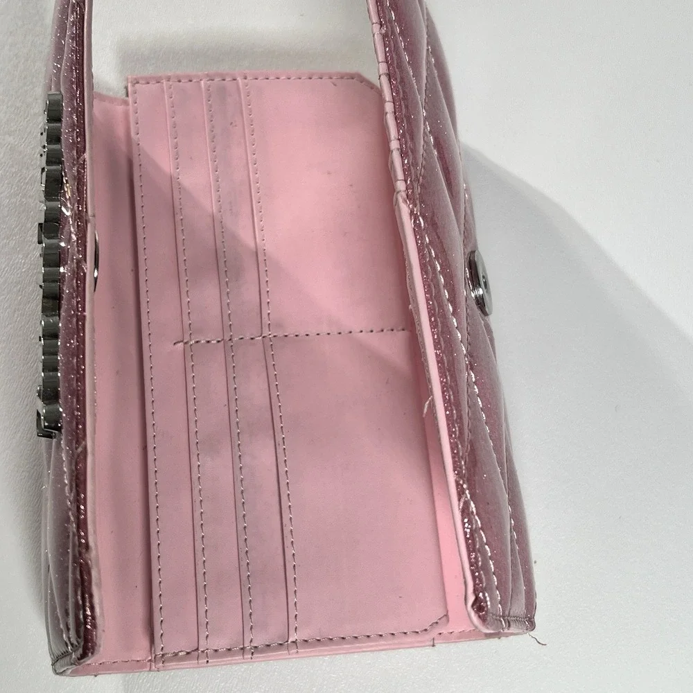 Lux de Ville Route 66 Wallet Baby Pink Lamé Quilted Retro Pinup Rockabilly